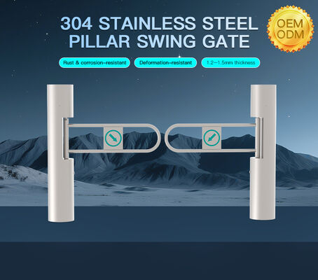 HCW Stainless Steel Barrier Turnstile Gate with Adjustable Channel Width (600-1250mm) and 5 Million Cycle Lifespan for High Traffic Areas