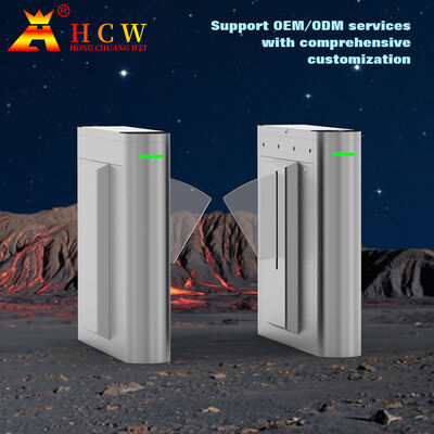 HCW Flap Barrier Turnstile with 15mm Plexiglass Door Wings 4 Pairs Infrared Beams and ISO 9001/CE Certification for Secure Access Control